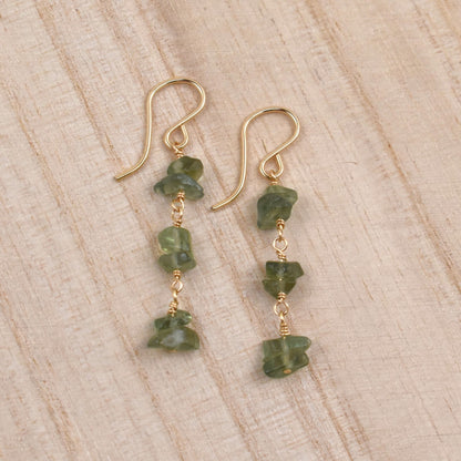 Green apatite gemstone drop earrings.