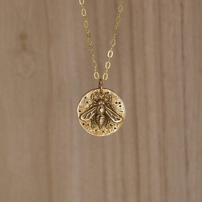 Gold Bee Pendant Necklace