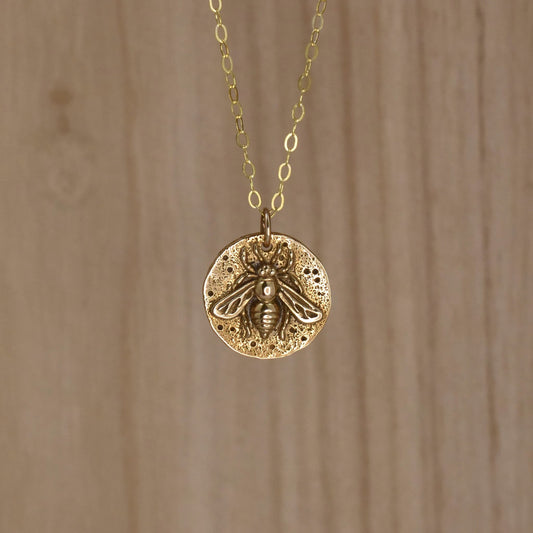 Gold Bee Pendant Necklace