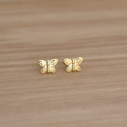 gold butterfly stud earrings