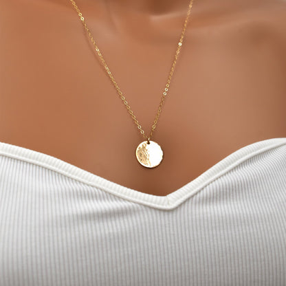 Large Gold Circle Pendant Necklace