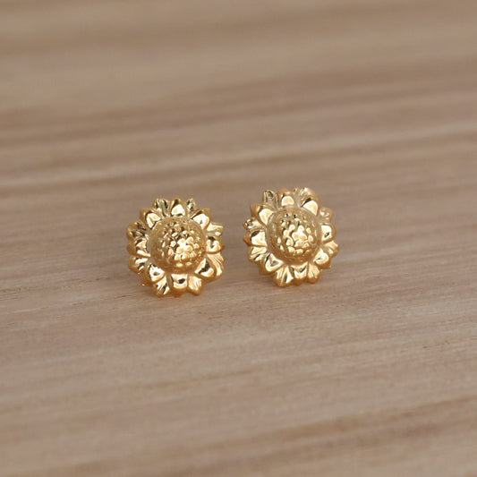 gold sunflower stud earrings