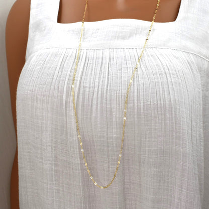 Long gold chain necklace, 36 inches.