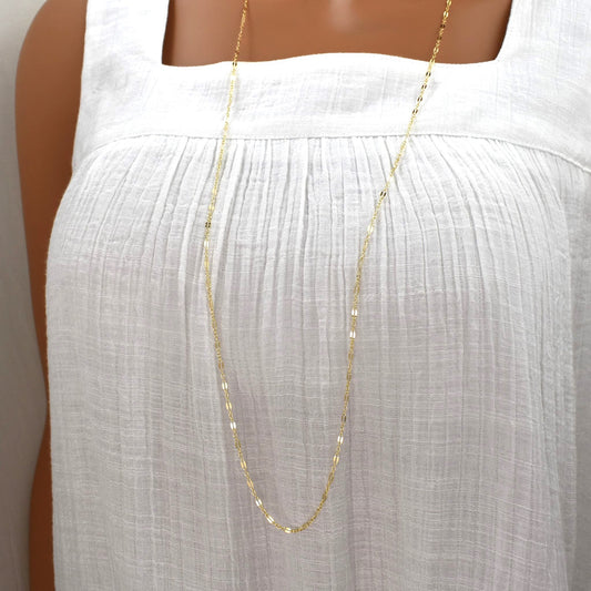 Long gold chain necklace, 36 inches.