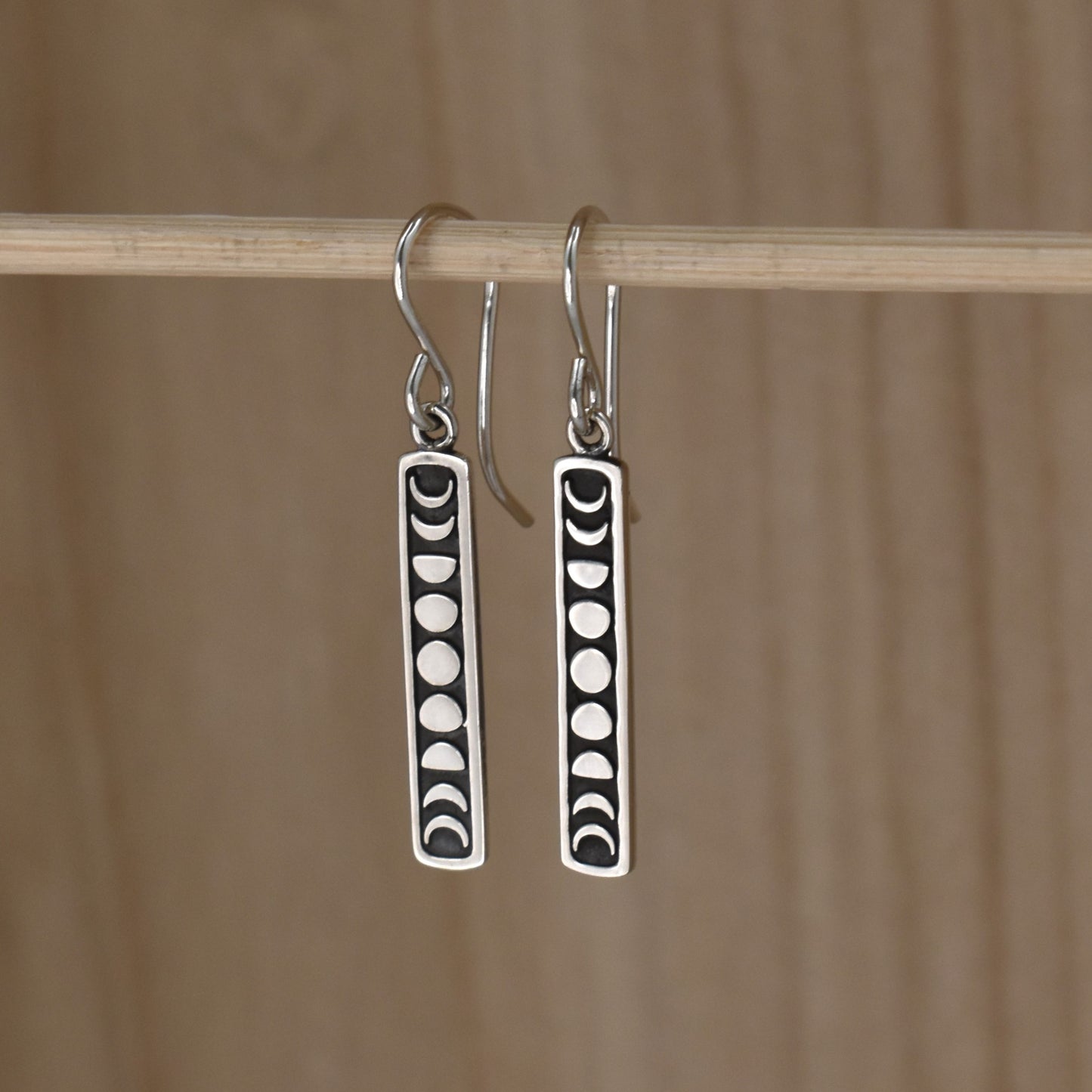 moon phases dangle earrings in sterling silver