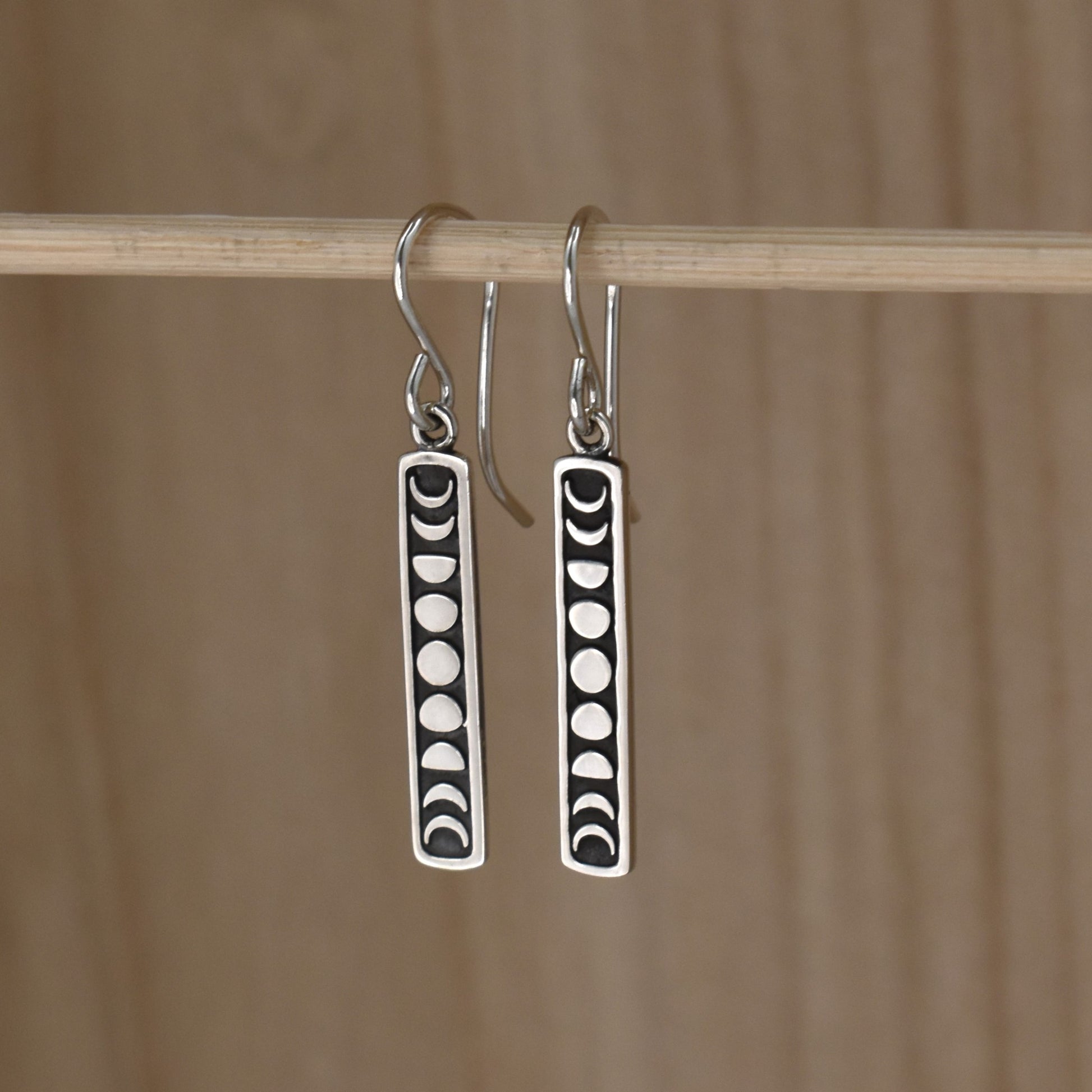 moon phases dangle earrings in sterling silver